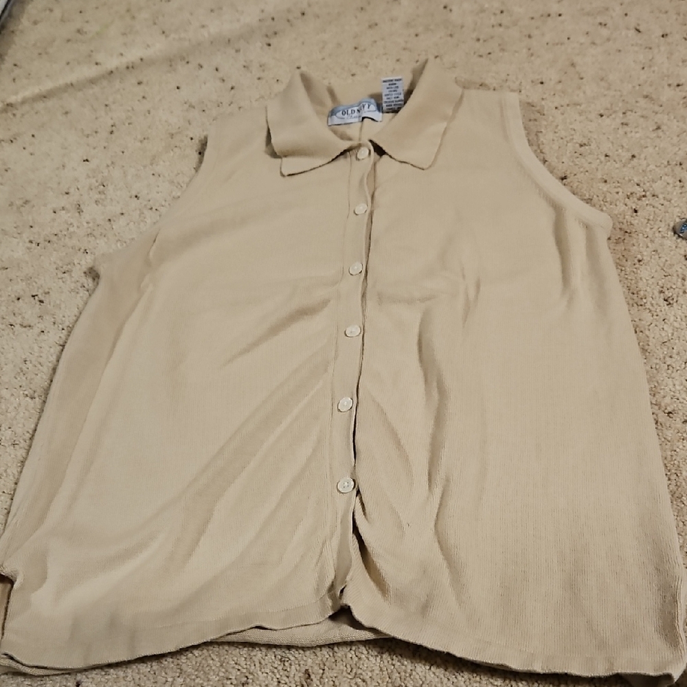 Koret Tan Sleeveless Button-Down Shirt